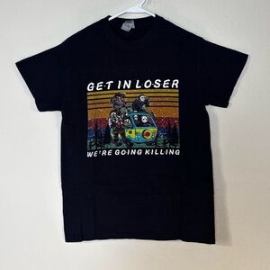 Black Horror Characters Halloween Graphic Tee. Size S